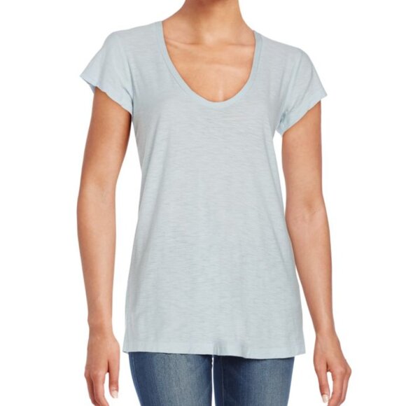 James Perse Scoopneck Tee, Size 3 (L) Light Blue - Picture 1 of 4